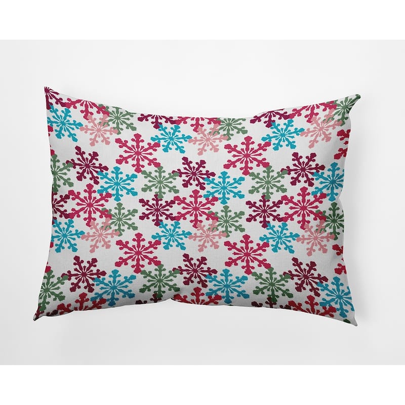 Snow Fall Winter Indoor/Outdoor Throw Pillow - 14" x 20" - Holiday Pink