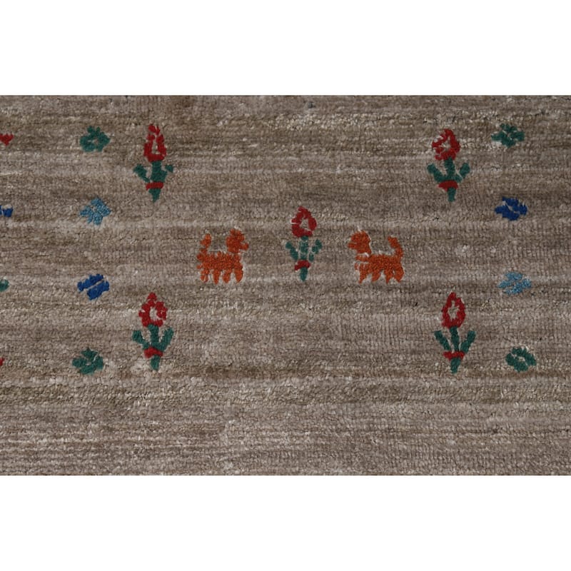 Hand Knotted Oriental 100% Wool Carpet Tribal Tribal Greys & Charcoal Gabbeh Area Rug - 9' 11'' X 8' 0''