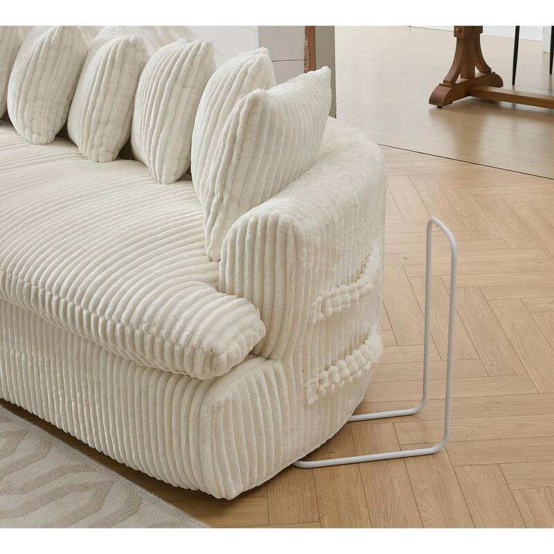 127" Modular Sectional Upholstered Sofa, L Shaped Couch with 10 Pillows, Modern Curved Couches with Left Chaise Lounge