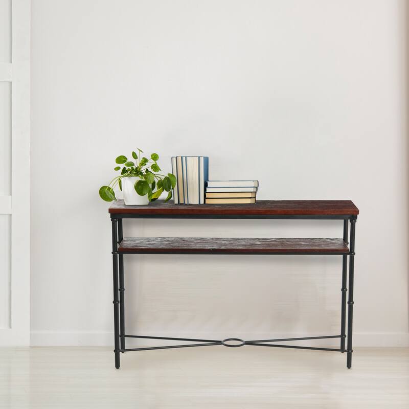 Acacia Wood & Iron Console Table