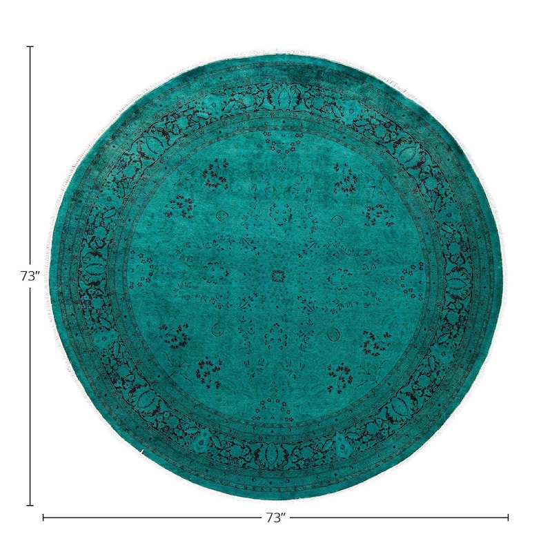 Fine Vibrance, One-of-a-Kind Hand-Knotted Area Rug - Green, 6' 1" x 6' 1" - 6' 1" x 6' 1"