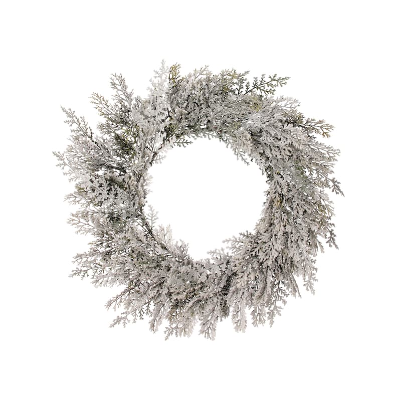 24" Frosted Cedar Wreath
