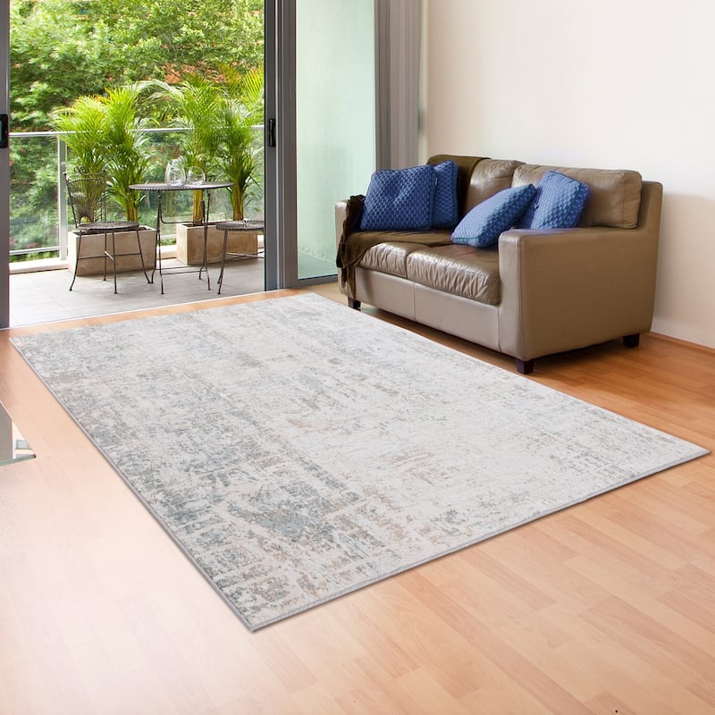 Sevita Gray/Cream Abstract Contemporary Area Rug