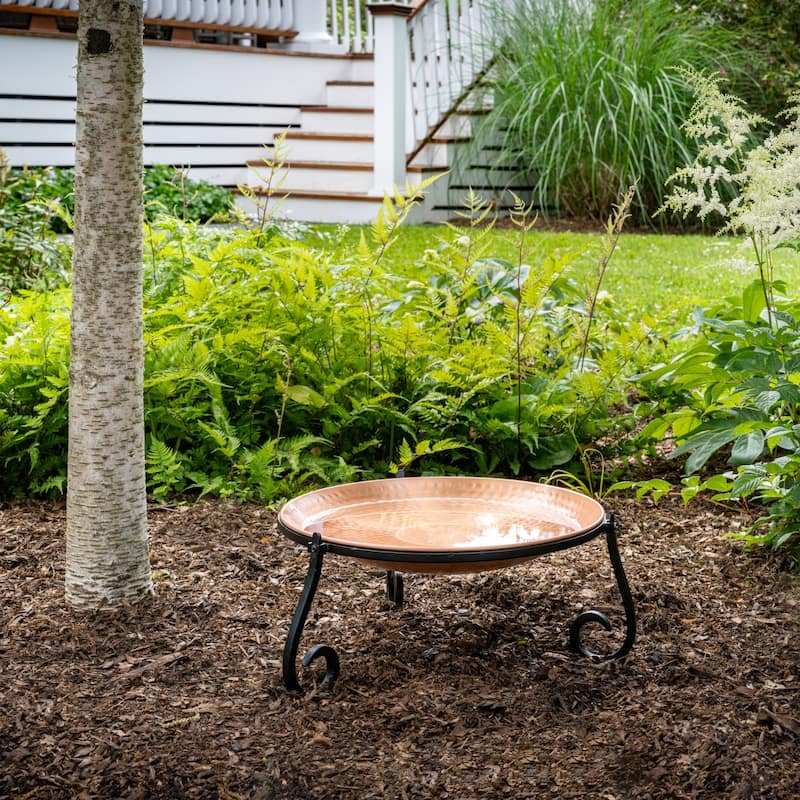 13.5" Freestanding Copper Birdbath with Stand