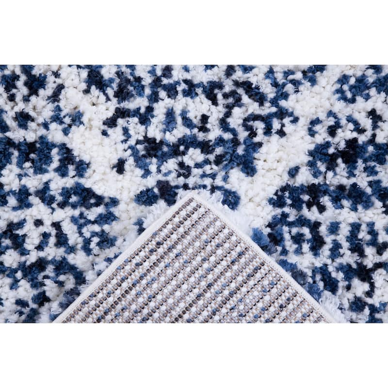 Dani Royal Blue and White Polyester Area Rug - 9' x 12'
