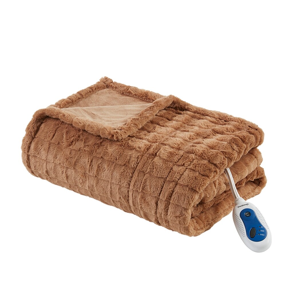 Beautyrest marselle oversized faux fur heated throw new arrivals