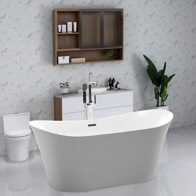 Vanity Art 67 inch Acrylic Freestanding Soaking Bathtub