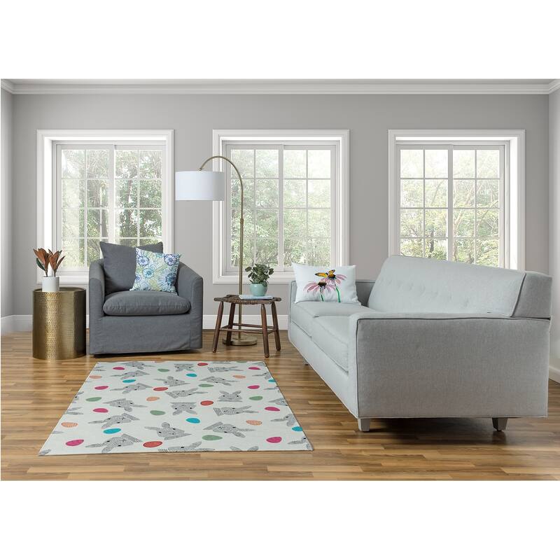 Bunnies and Eggs Easter Chenille Rug