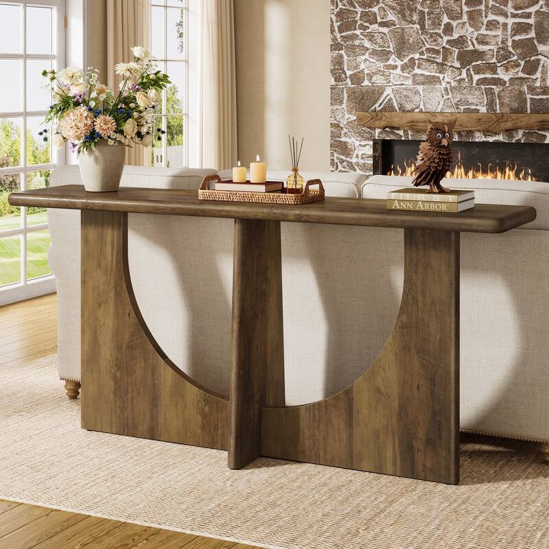 71-Inch Console Table with Sturdy Geometric Frame