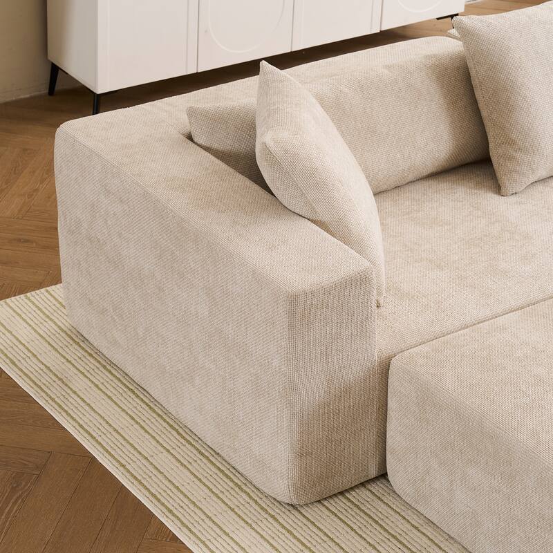 Modular Cross-Section With L-Shaped Lounge Chair, Cloud Sofa,Soft Cushion Sofa - No Installation Required