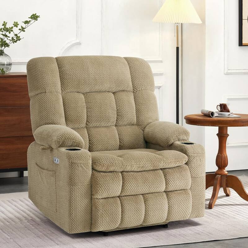 MCombo Dual Motor Power Lift Recliner Chair Sofa with Massage and Heat, Infinite Position, USB Ports, Fabric R7897