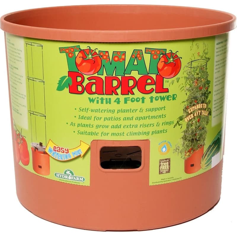 Hydrofarm GCTB Tomato Barrel Pot Garden Planting 4 Foot Trellis System (2 Pack) - 14