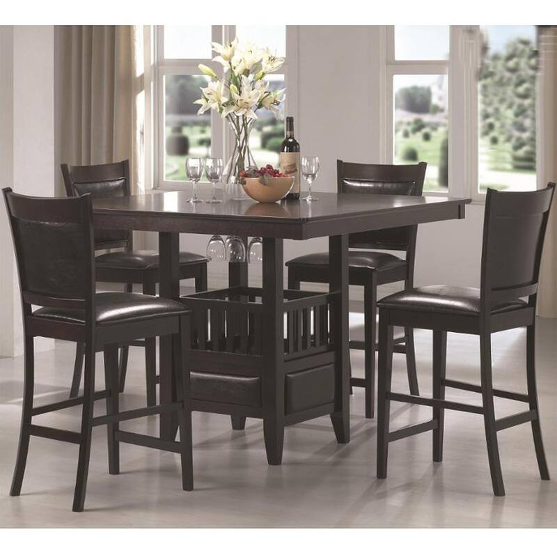 Square Counter Height Table with Cabinet in Espresso