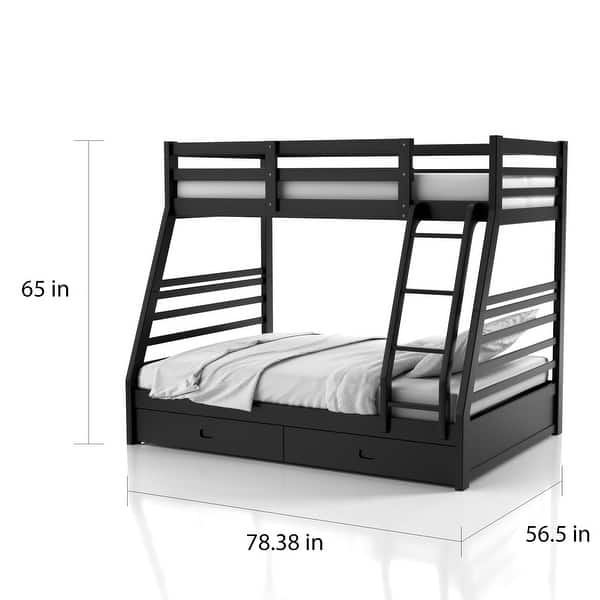 dimension image slide 0 of 2, Cude Modern Twin over Full Solid Wood Bunk Bed Set by Furniture of America