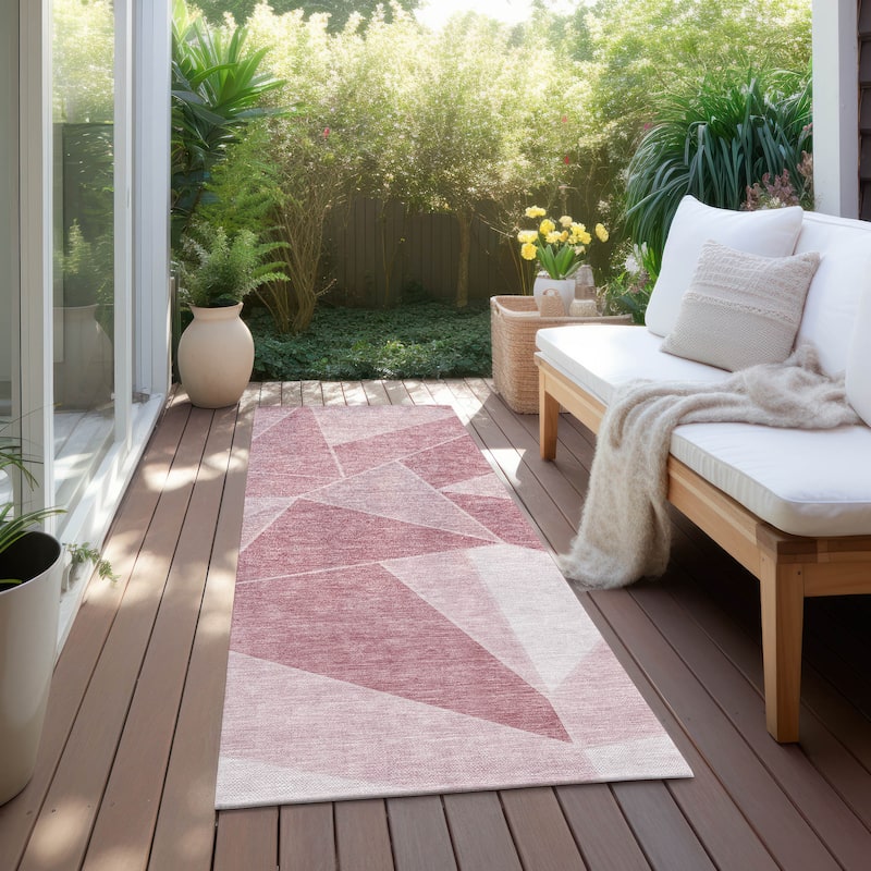 Machine Washable Indoor/ Outdoor Chantille Contemporary Mosaic Rug
