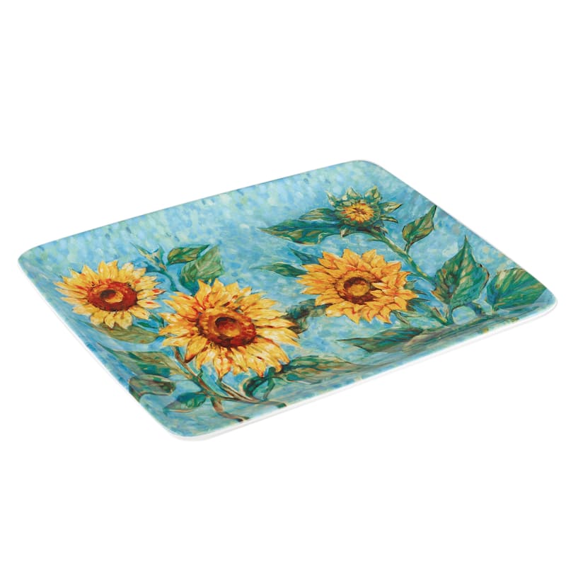 Certified International Golden Sunflowers Rectangular Platter - 16" x 12" x 1.25"
