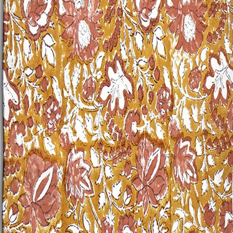 Mia Block Print Runner Cotton Machine Washable Table Runner Décor Decoration, 72" x 14.5"-in.