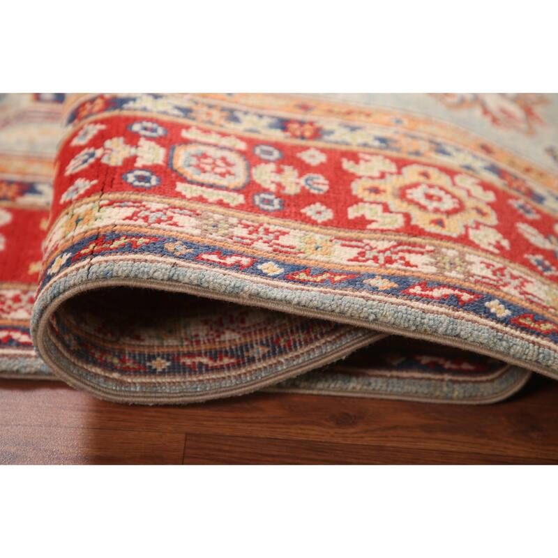 Geometric Kazak Area Rug Handmade Wool Carpet - 4'10" x 6'11"