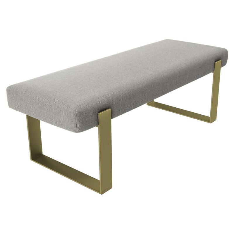 Vant Upholstered Bed Bench - Weave Moondust Grey-Burnished Brass