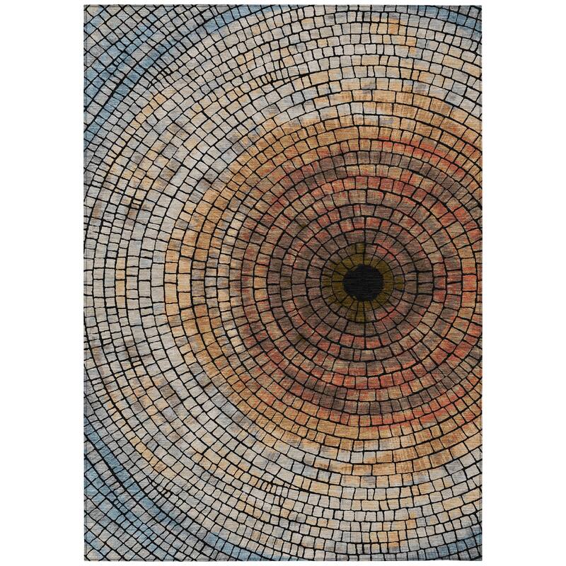 Machine Washable Indoor/ Outdoor Mosaic Rome Chantille Rug