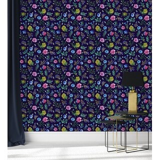 Dark Wallpaper with Wildflowers Peel and Stick and Prepasted - Bed Bath ...