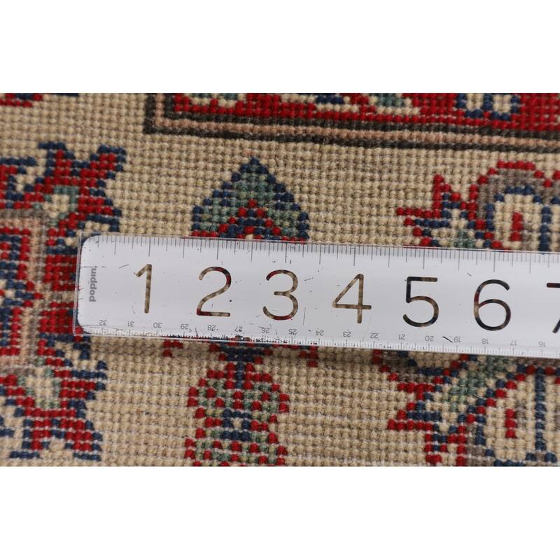 Geometric Kazak Oriental Area Rug Hand-Knotted Traditional Wool Carpet - 5'0" x 6'9"