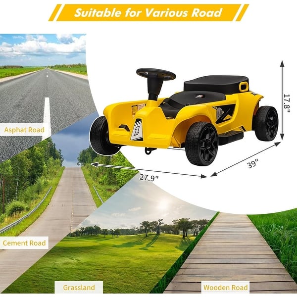 dimension image slide 0 of 2, 24V 2 Seaters 4-Wheelers Electric Ride On Toy for Kids, Two Driver Modes + Remote Control Modes