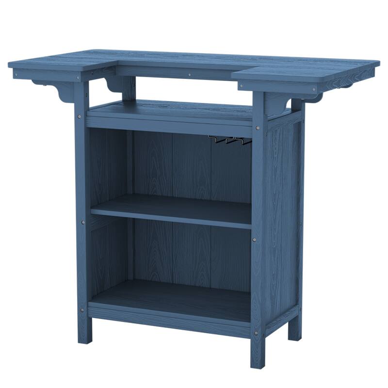HDPE Indoor/Outdoor Bar Table with Storage Shelves