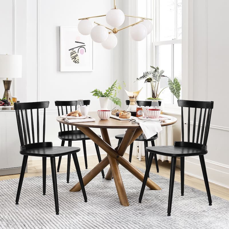 Farmhouse Spindle-Back Windsor Dining Chairs with Solid Wood