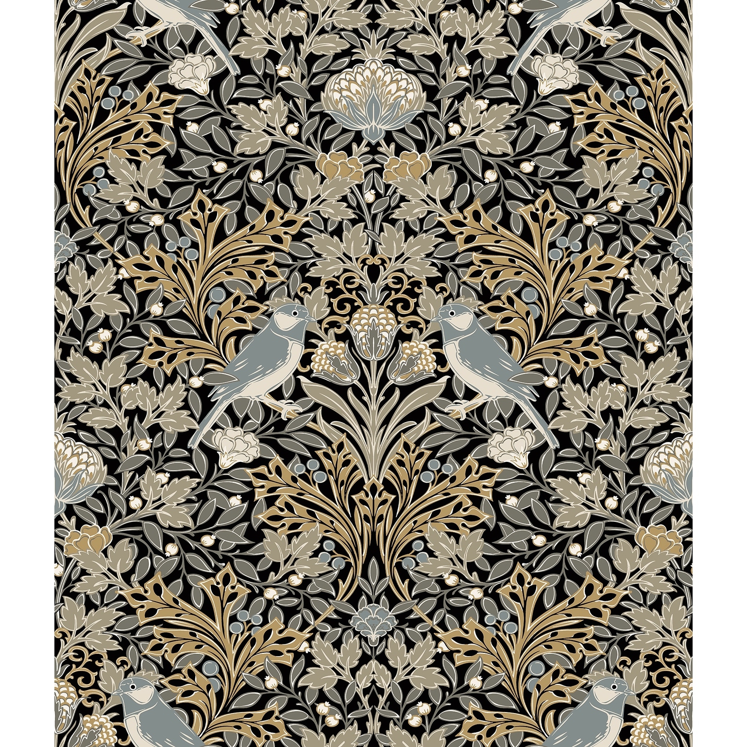 RoomMates Garden Aviary Black Peel and Stick Wallpaper