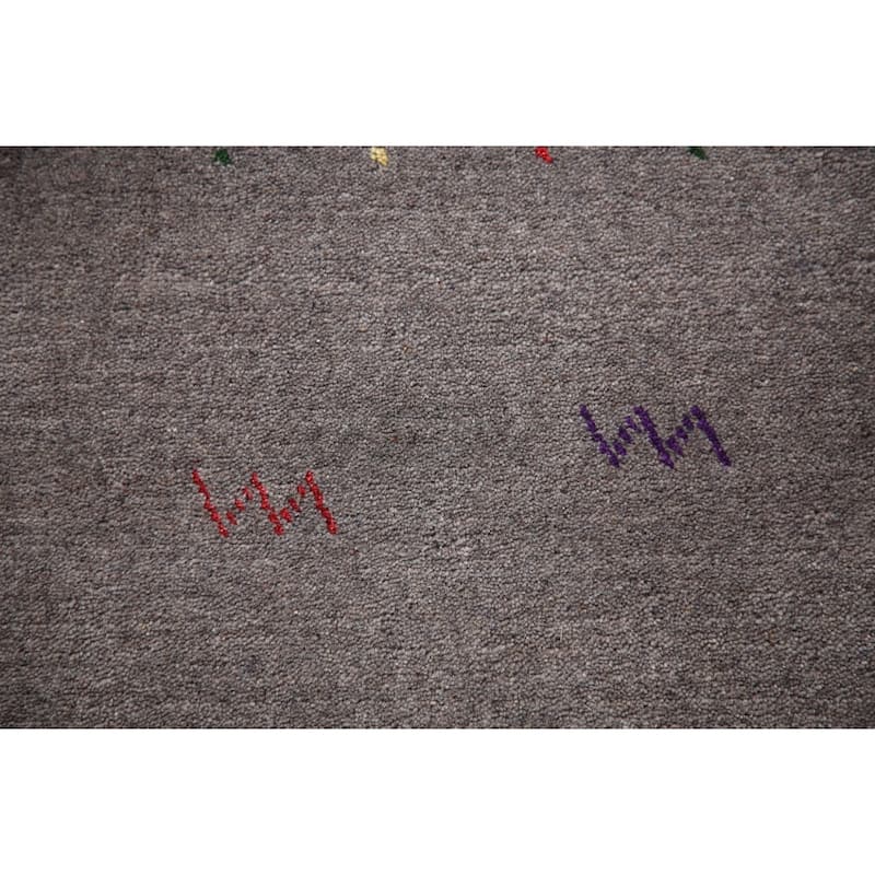 Tribal Gray Gabbeh Area Rug Hand-Knotted Wool Carpet - 9'4" x 12'1"