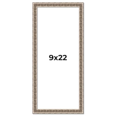 9x22 Frame Silver Versailles Ornate Solid Wood Picture Frame | 1 Inch