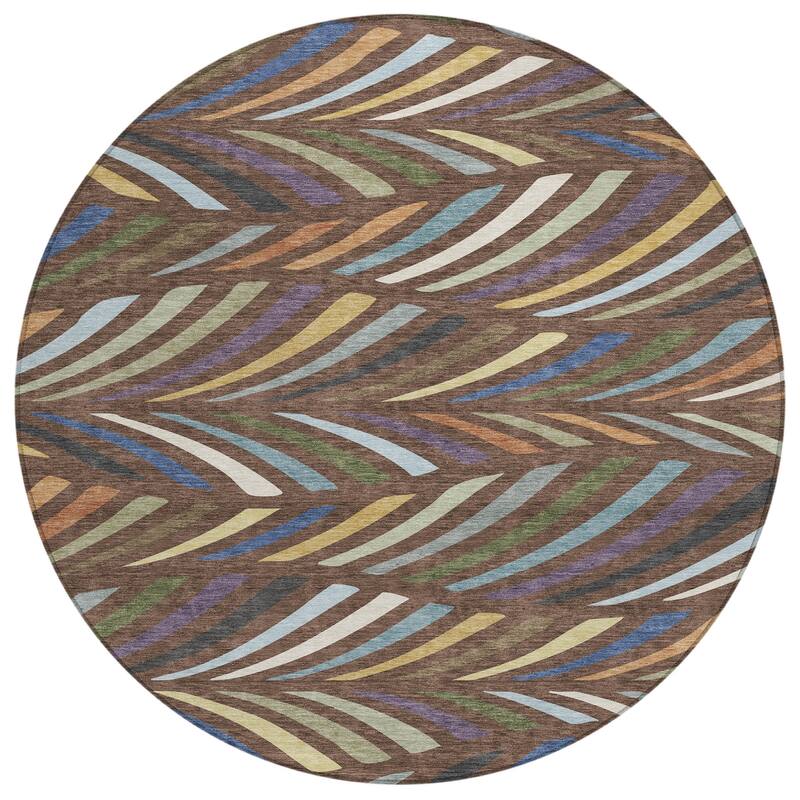 Machine Washable Indoor/ Outdoor Modern Feather Chantille Rug