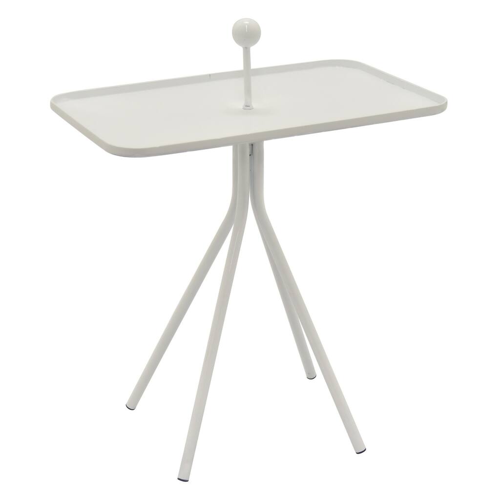 Plutus Brands Metal Plant Stand in White Metal