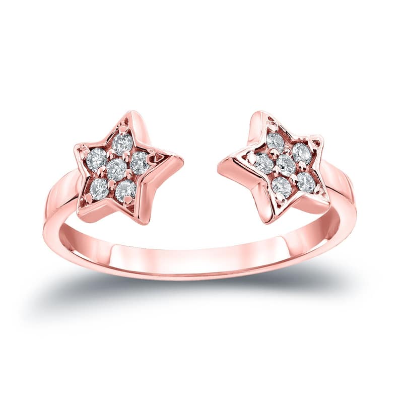 Auriya 14k Gold Stackable Open Star Diamond Ring 1/8ct TW - Rose - 4