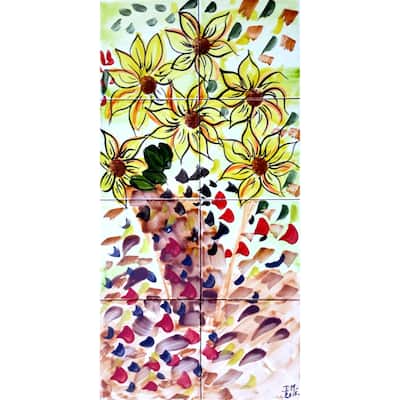 12x24 Sunflowers Kitchen Backsplash 8pc Ceramic Tiles Wall Mural
