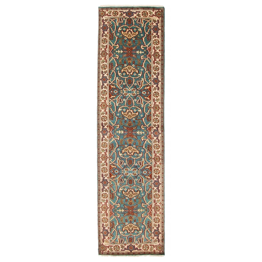ECARPETGALLERY Hand-knotted Serapi Heritage Turquoise Wool Rug - 2'6 x 9'8