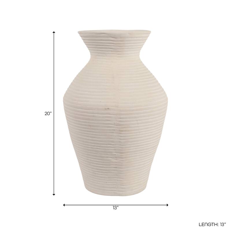 Sculptural Ribbed Paper Mache Table Vase - Stylish Tall Flower Vase