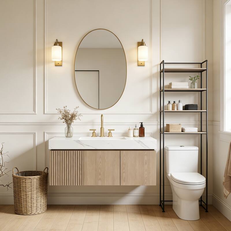 Floating Storage Bathroom Vanity with 3 Pre-drilled Faucet Holes
