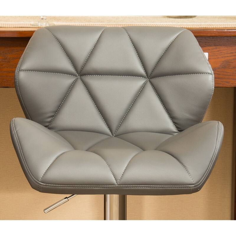 2-Piece Swivel Diamond-Tufted Leather Counter Stools Bar Stools with Adjustable Height & Footrest Dining Stools