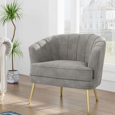 Velvet Accent Chair, Upholstered Modern Single Sofa Side Chair,Comfy Barrel Club Living Room Armchair