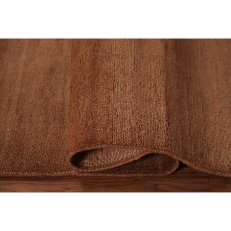 Brown Gabbeh Modern Area Rug Hand-Knotted Wool Carpet - 4'11" x 6'6"