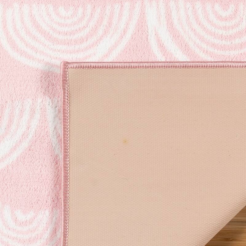 Tweenology Kids Rugs Plush Polyester Non-Slip Area Rugs for Bedrooms and Playrooms in Colorful and Pink Rainbow Designs 40x55