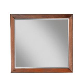 Rue 36 x 40 Rectangular Dresser Mirror, Mahogany Wood Frame, Warm Brown