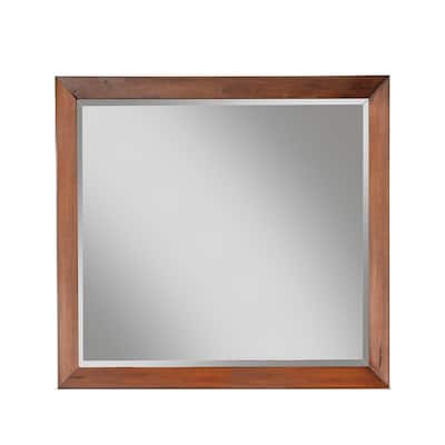 Rue 36 x 40 Rectangular Dresser Mirror, Mahogany Wood Frame, Warm Brown