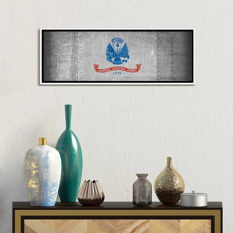 iCanvas "U.S. Army Flag (Riveted Metal Background) I" by iCanvas Framed Canvas Print