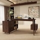 preview thumbnail 1 of 11, L Shaped Executive Desk 55.1" L Shape Computer Desk Office Desk Brown