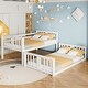 preview thumbnail 2 of 26, Twin Over Twin Floor Bunk Bed with Ladder, Solid Wood Bunk Bed Frame with Full-Length Guardrail, Detachable into 2 Separate Beds