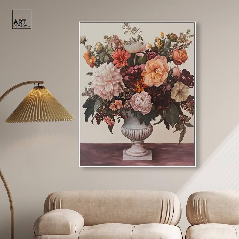 Autumn Tan Floral Canvas by Art Remedy