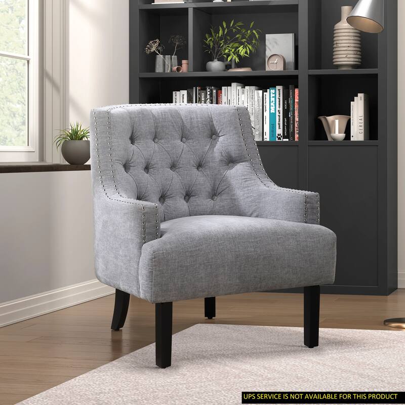 Modern Traditional Chenille Accent Chair with Nailhead Trim